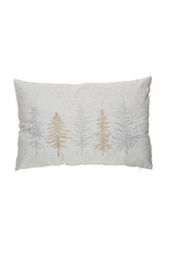 Creative Co-Op 22"L x 14"H Fabric Blend Lumbar Pillow w/ Embroidered Trees