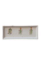 Creative Co-Op 12" Speckled Christmas Tree Platter