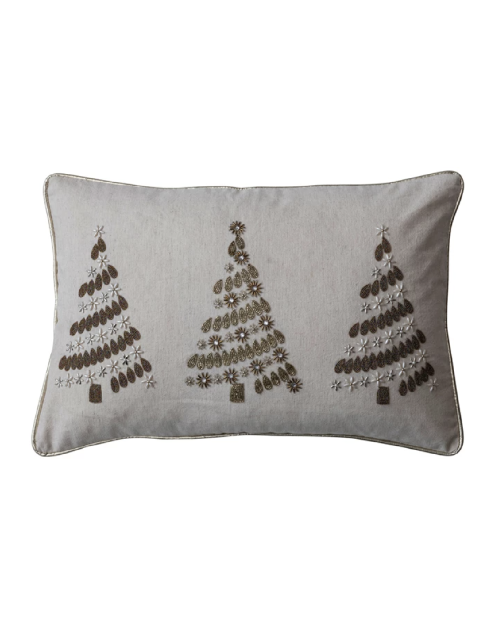 Creative Co-Op 24x16 Ivory Pillow with Golden Trees