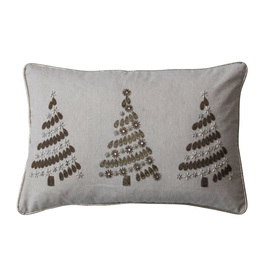 Creative Co-Op 24x16 Ivory Pillow with Golden Trees