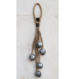 Creative Co-Op Jute Rope Door Hanger/Silver Bells