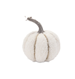 Melrose White Fuzzy Pumpkin, 5"