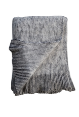 Creative Co-Op Brushed New Zealand Wool Striped Throw w/ Ruffled Edge, Grey