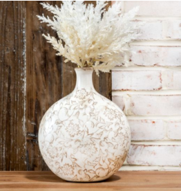 PD Home & Garden 10" Beige Slim Neck Heirloom Vase