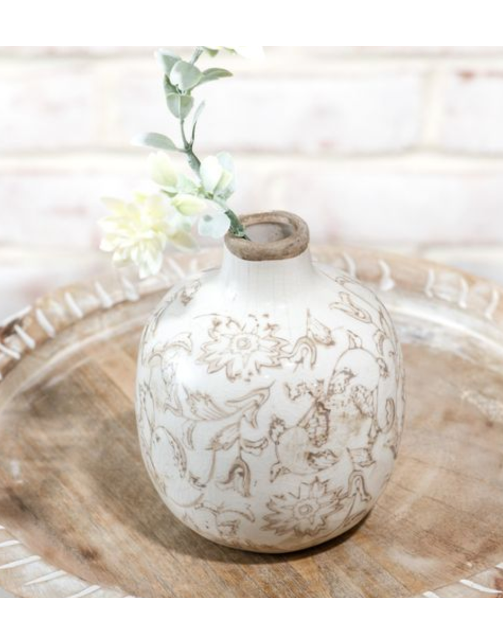 PD Home & Garden 4.7" Beige Heirloom Vase