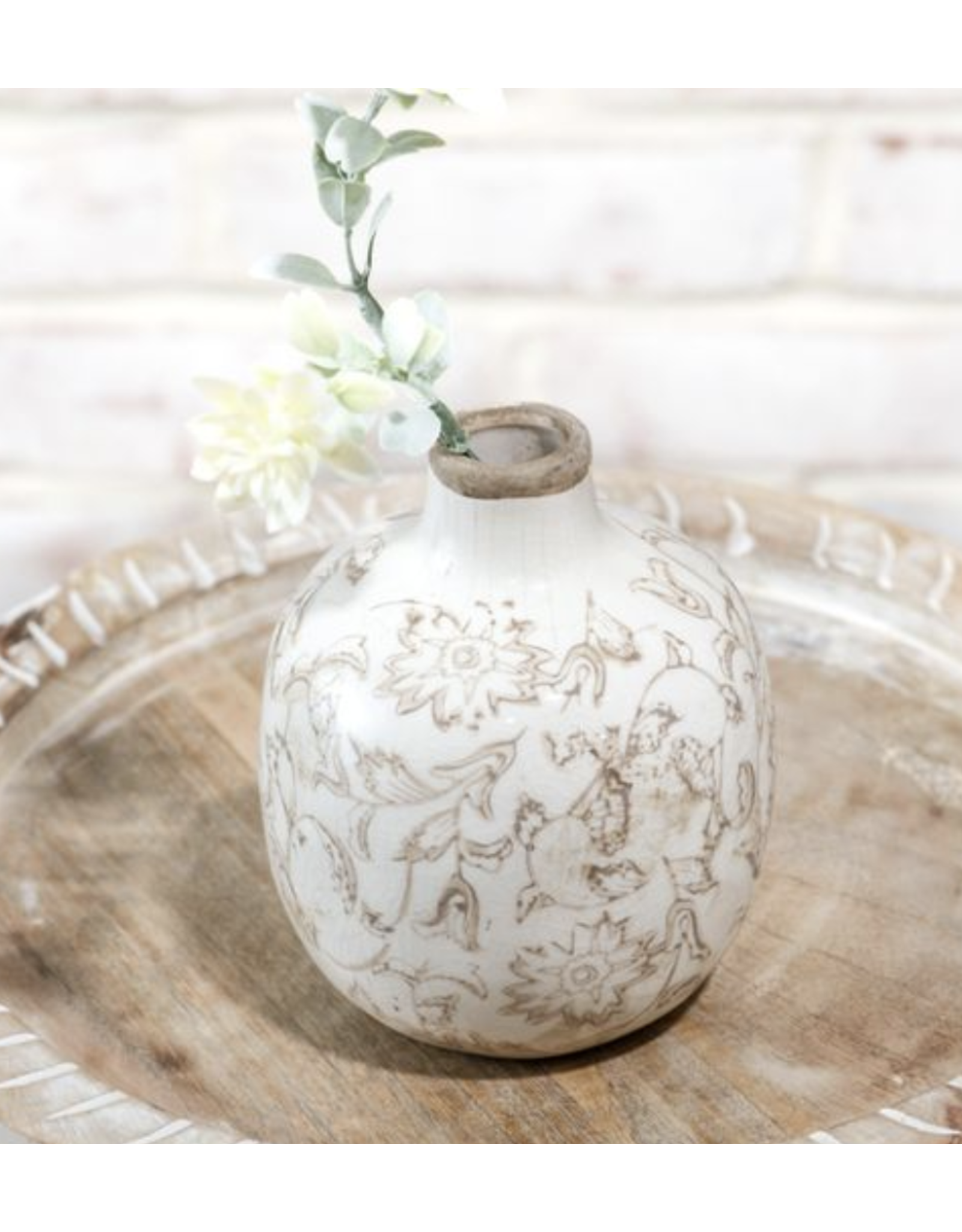 PD Home & Garden 4.7" Beige Heirloom Vase