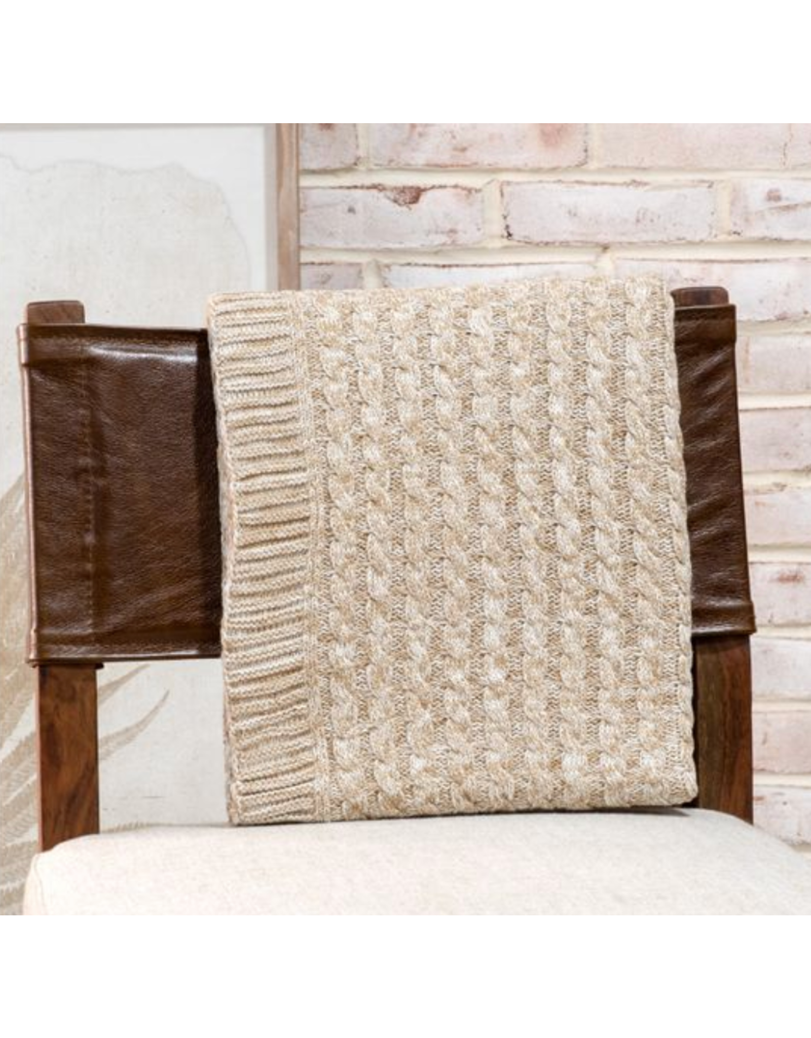 PD Home & Garden 50x60 Latte Cable Throw