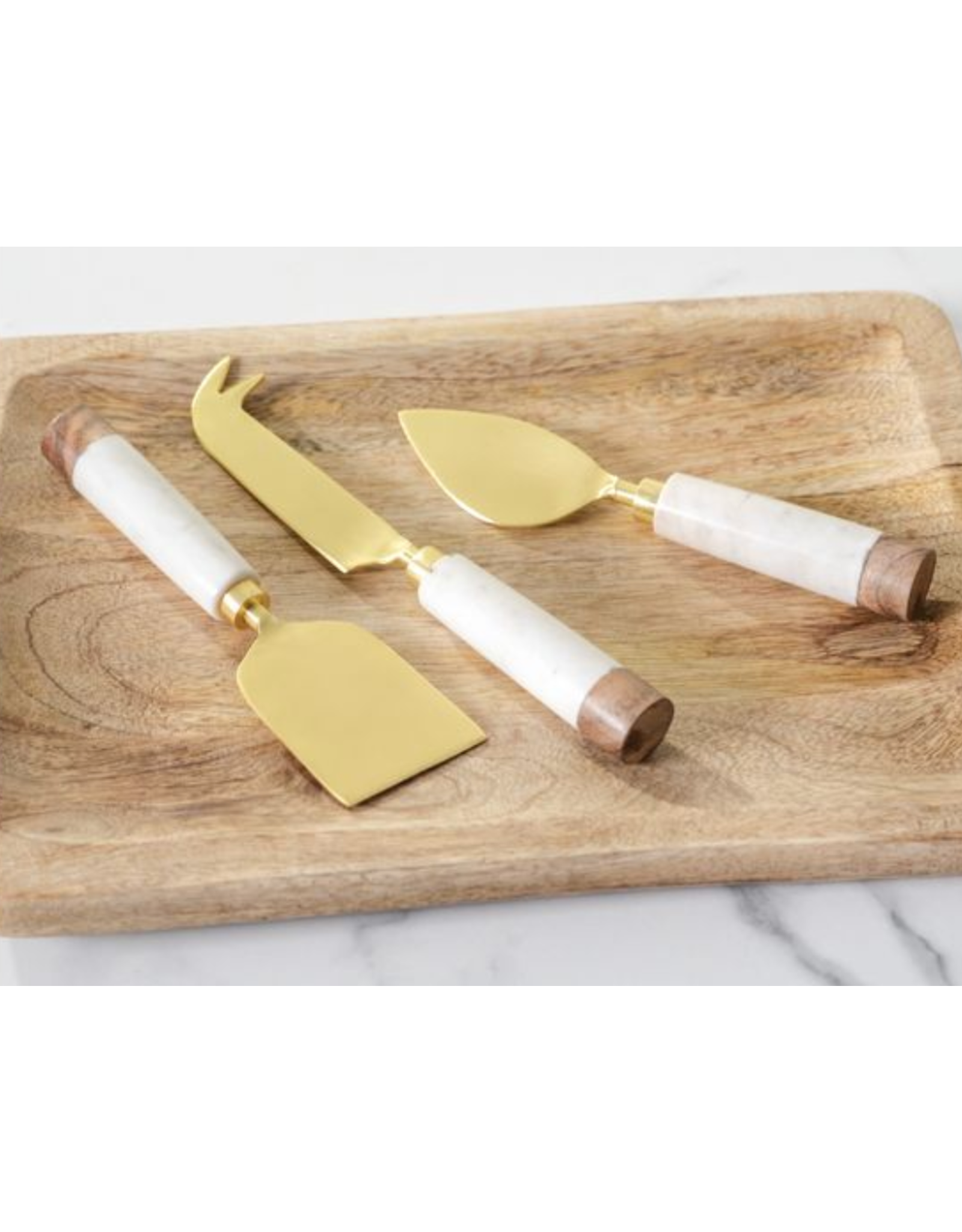 PD Home & Garden Marble, Gold & Wood 3pc. Charcuterie Set