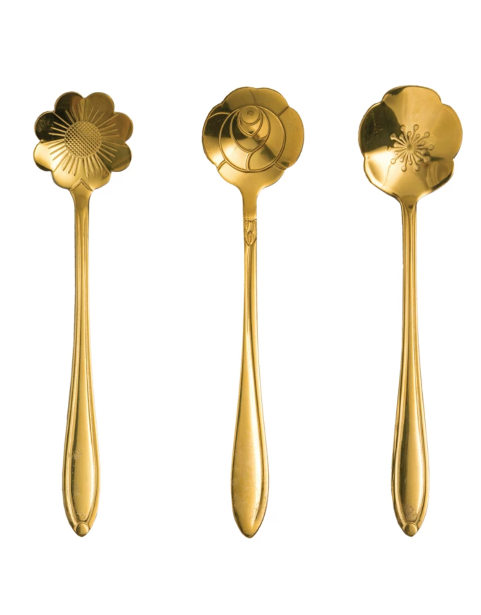 Creative Co-Op 5" Stainless Steel Flower Shaped Spoon Set of 3