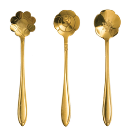 Creative Co-Op 5" Stainless Steel Flower Shaped Spoon Set of 3