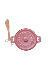 Creative Co-Op Brie Baker with Lid & Spreader Pink