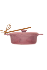 Creative Co-Op Brie Baker with Lid & Spreader Pink