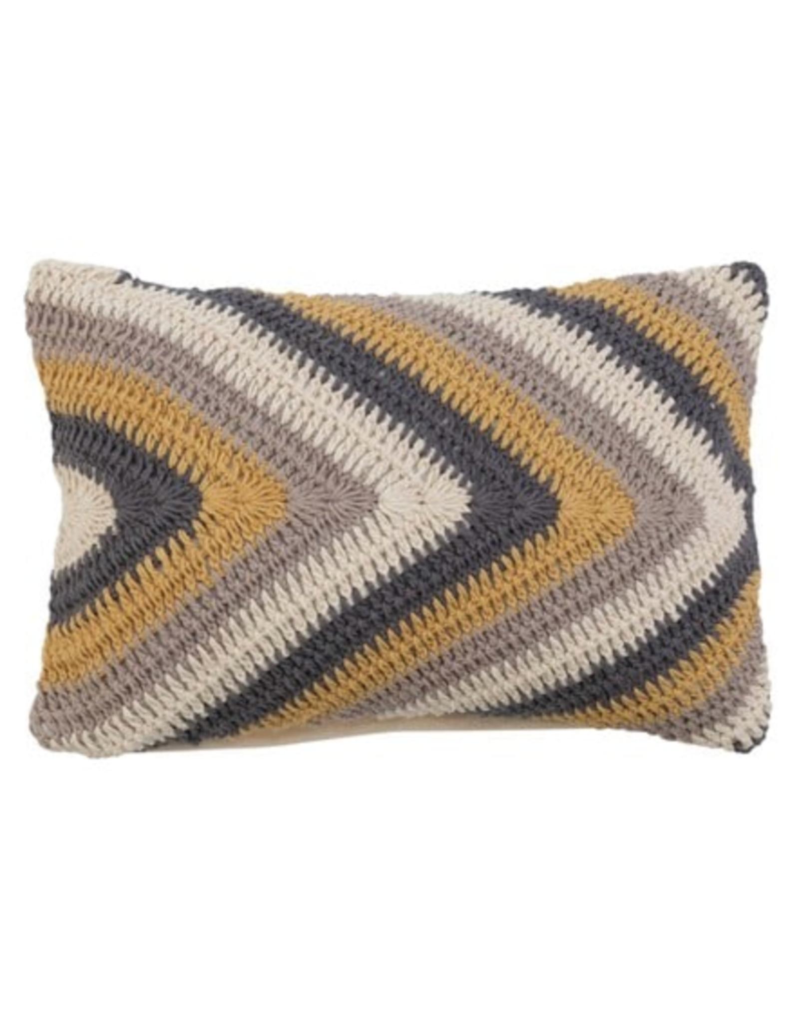 Creative Co-Op Crocheted Mini Lumbar Pillow with Chevron Pattern