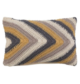Creative Co-Op Crocheted Mini Lumbar Pillow with Chevron Pattern