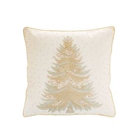 Melrose Gold & Silver Beaded Christmas Tree Pillow