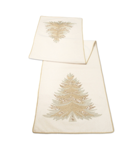 Melrose Gold & Silver Beaded Christmas Tree Table Runner