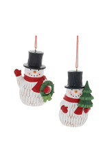 Melrose Carved Snowman Ornament