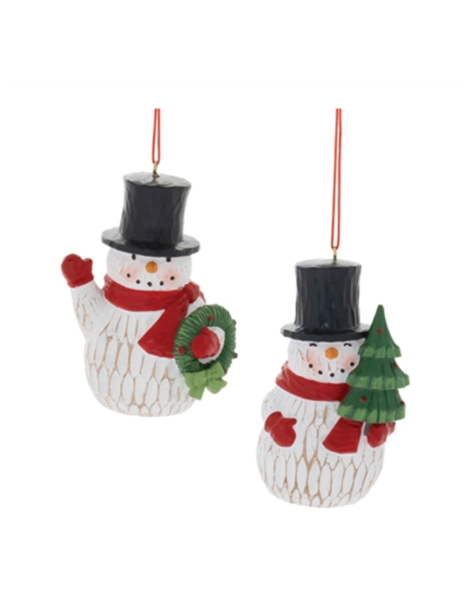 Melrose Carved Snowman Ornament