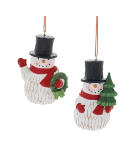 Melrose Carved Snowman Ornament