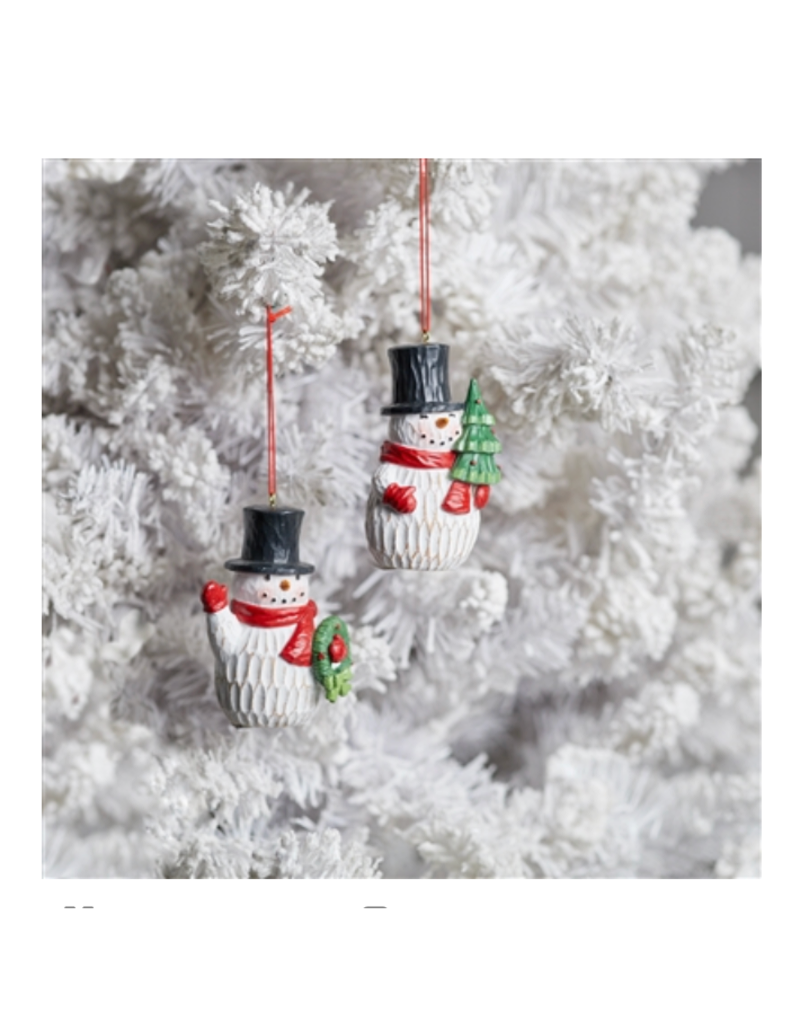 Melrose Carved Snowman Ornament
