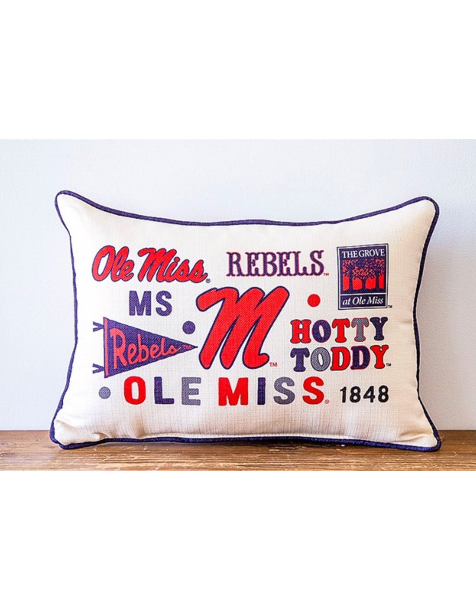 Little Birdie Ole Miss Collegiate Cluster Reversible Pillow
