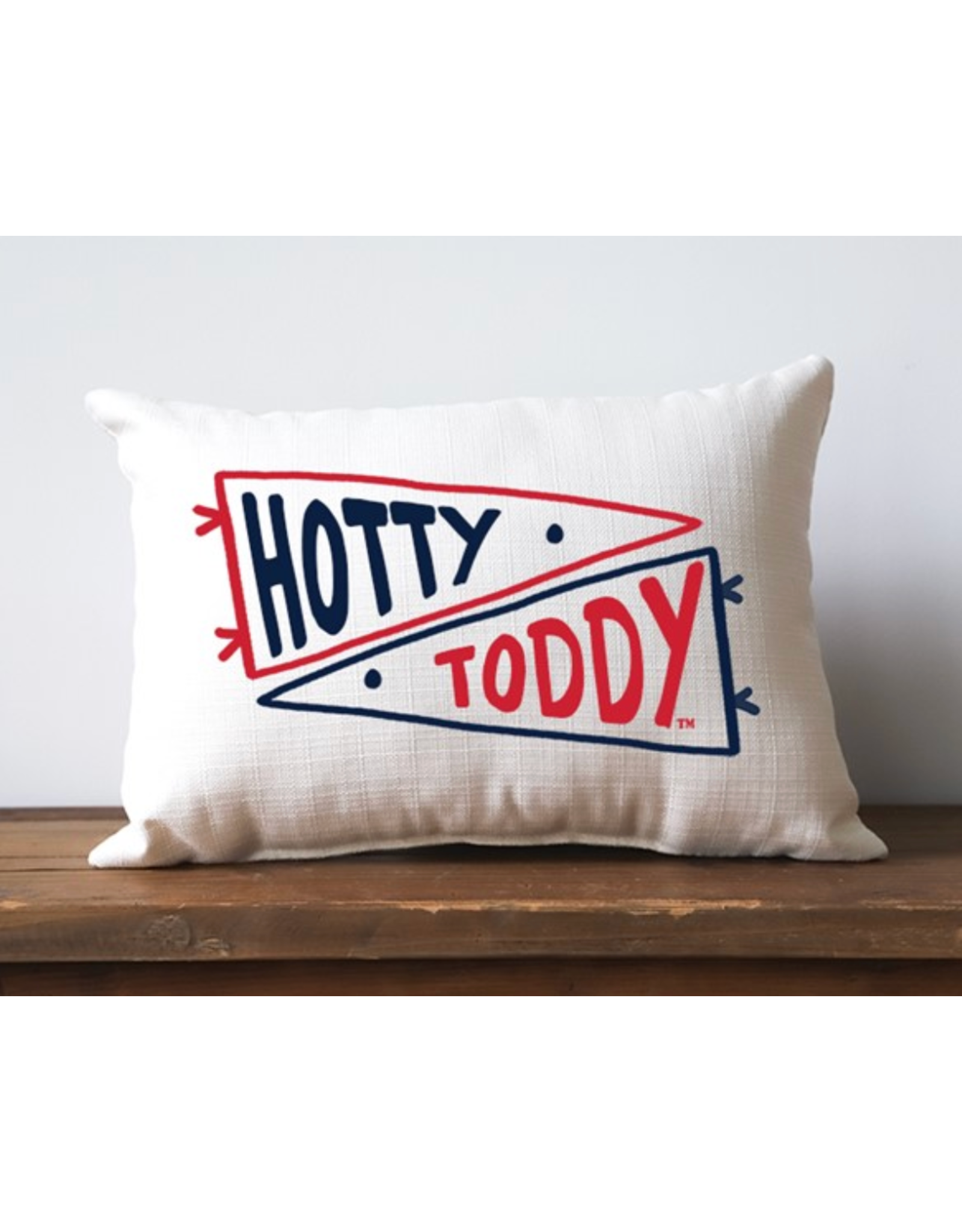 Little Birdie Hotty Toddy Ole Miss Pillow with Navy Piping