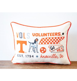 Little Birdie Tennessee Collegiate Cluster Pillow Reversible, with Orange Piping