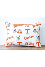 Little Birdie Tennessee Collegiate Cluster Pillow Reversible, with Orange Piping