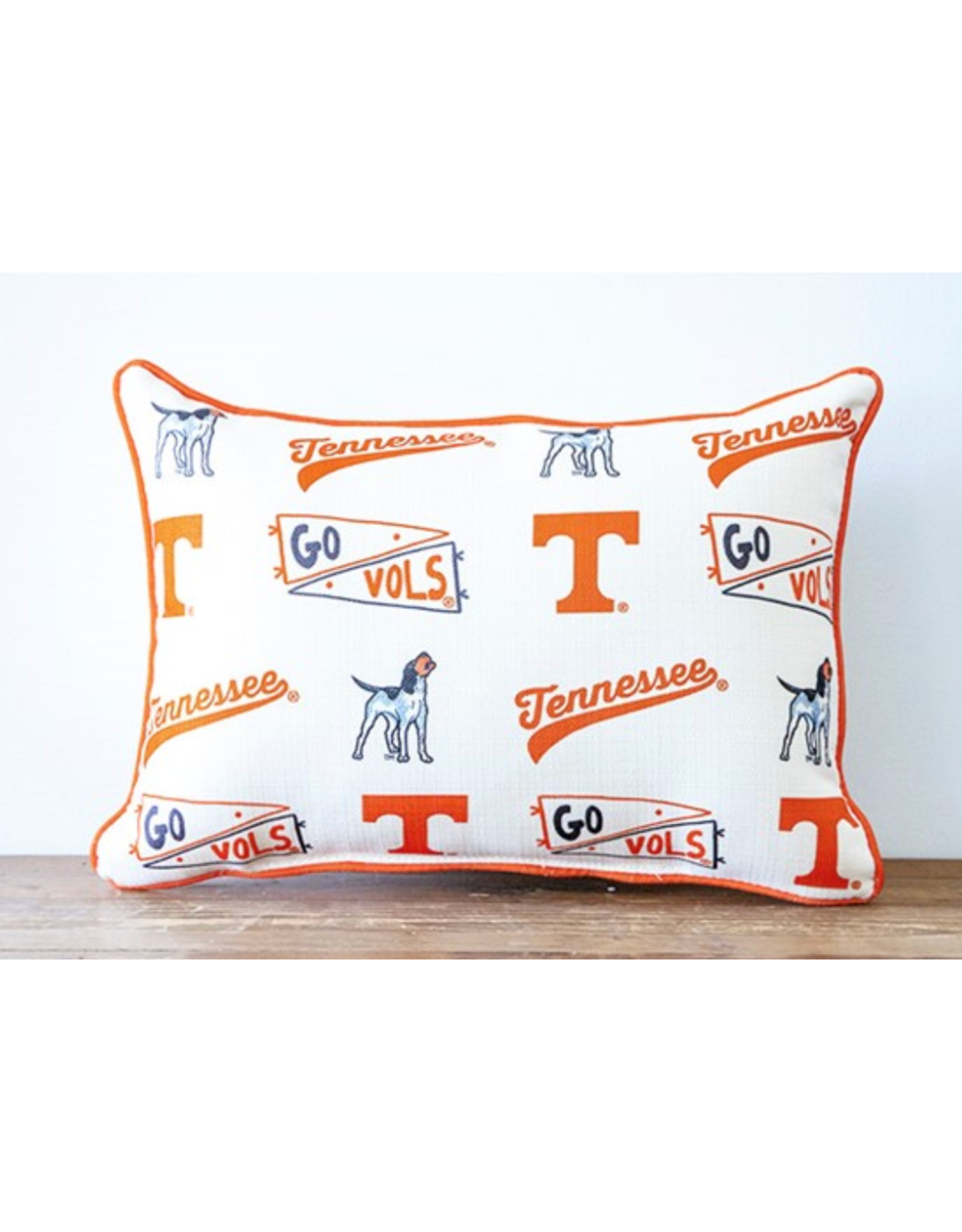Little Birdie Tennessee Collegiate Cluster Pillow Reversible, with Orange Piping