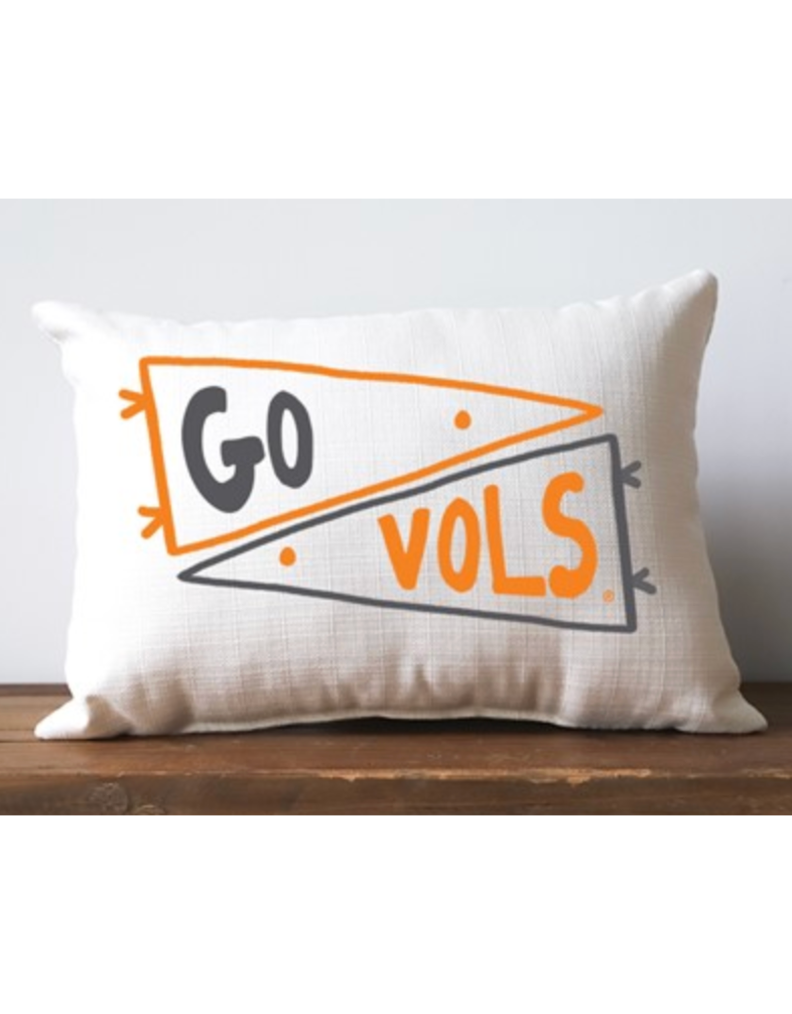 Little Birdie Tennessee Double Collegiate Pennant Pillow, with Orange Piping