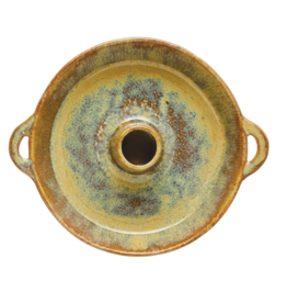 Creative Co-Op Glazed Stoneware Dish with Toothpick Holder