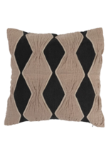 Creative Co-Op 18' Square Charcoal Pillow with Ivory Diamonds