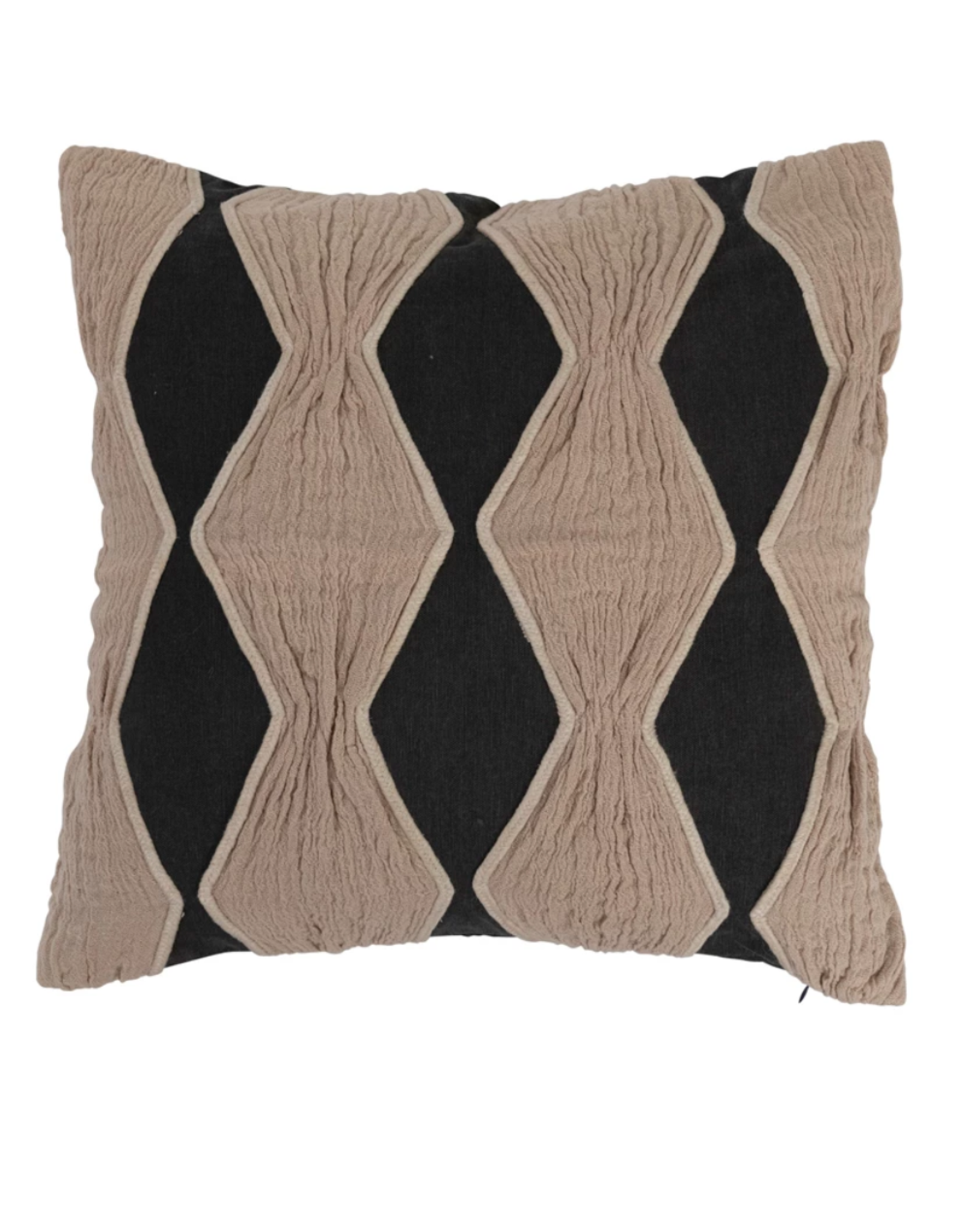 Creative Co-Op 18' Square Charcoal Pillow with Ivory Diamonds