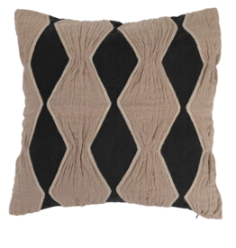 Creative Co-Op 18' Square Charcoal Pillow with Ivory Diamonds
