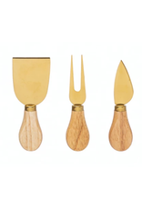Bloomingville Oak Handle Gold Cheese Tools
