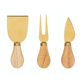 Bloomingville Oak Handle Gold Cheese Tools