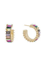 Golden Stella Baguette Sparkle Hoop Earring