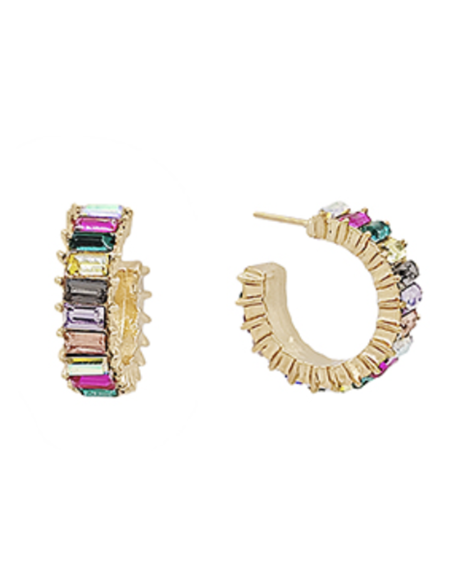 Golden Stella Baguette Sparkle Hoop Earring