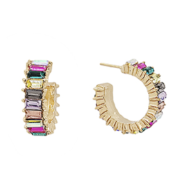 Golden Stella Baguette Sparkle Hoop Earring