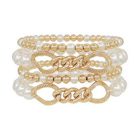 Golden Stella Mia Gold & Pearl Link Bracelet