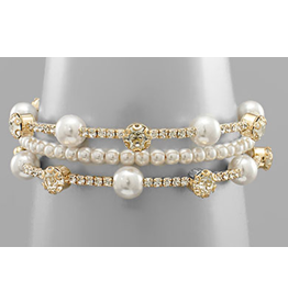 Golden Stella Glamour Pearl/Rhinestone Bracelet