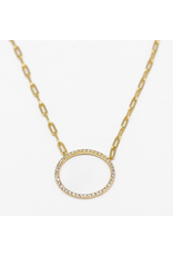 Meghan Browne 18K Paper Clip Necklace with Diamond Circle