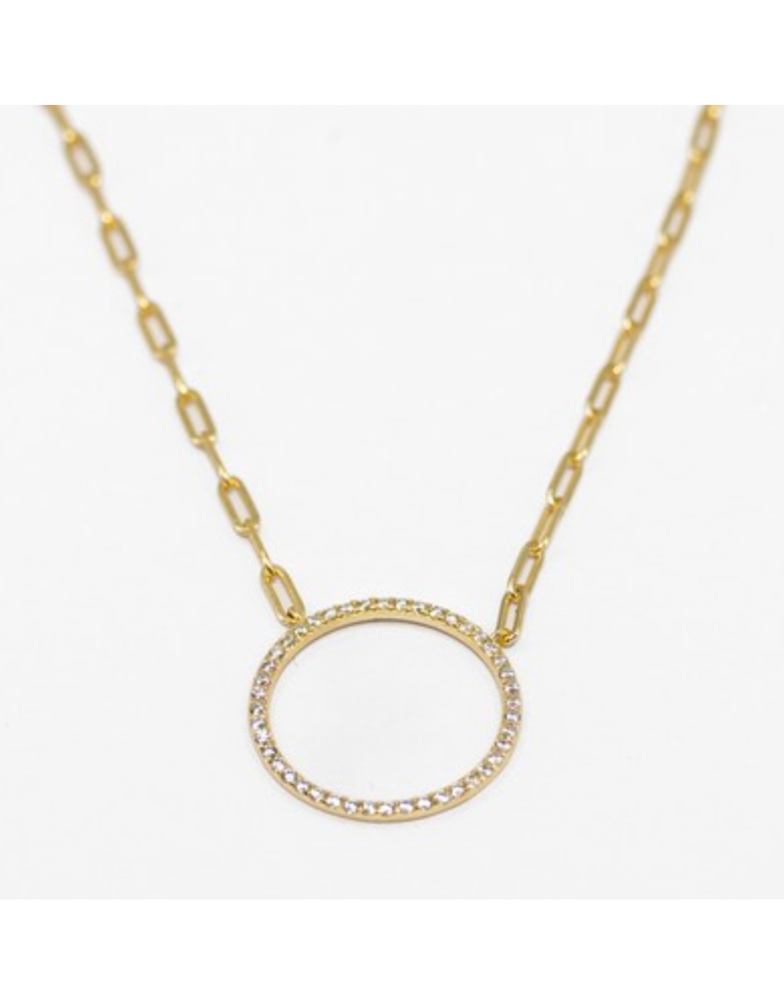 Meghan Browne 18K Paper Clip Necklace with Diamond Circle