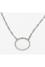 Meghan Browne 18K Paper Clip Necklace with Diamond Circle