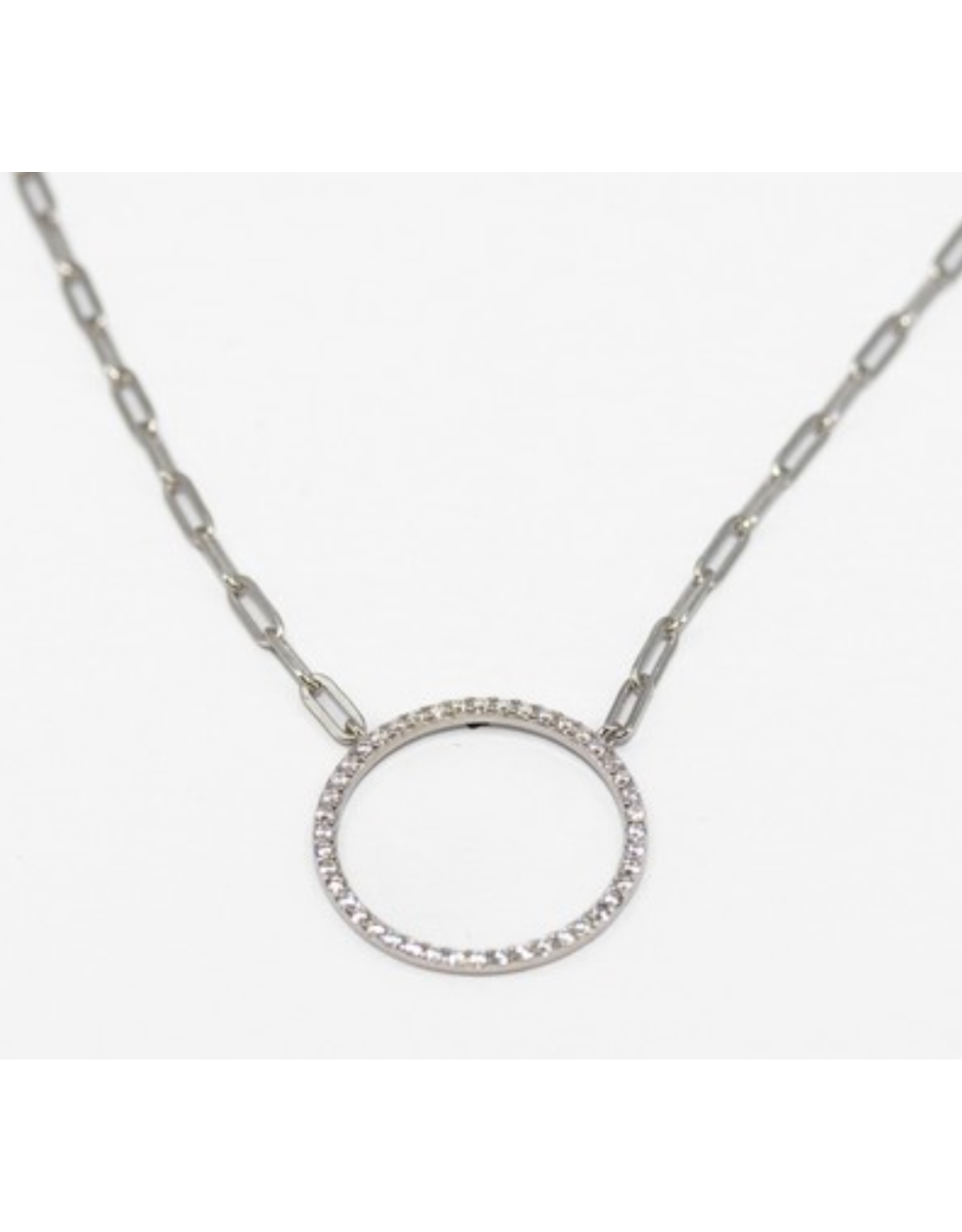 Meghan Browne 18K Paper Clip Necklace with Diamond Circle