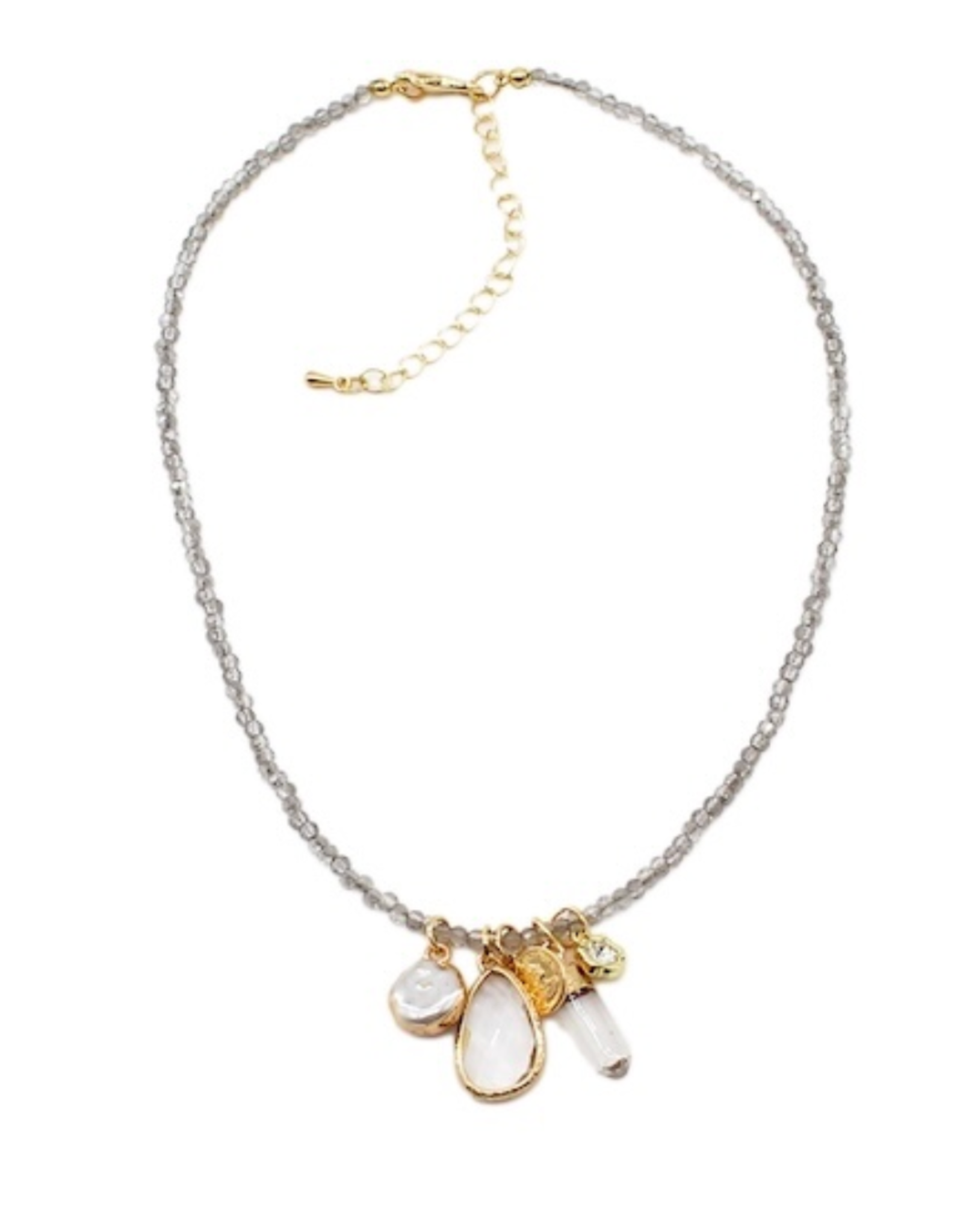 Meghan Browne Gold Chain Necklace with Black Diamond Charm Pendants