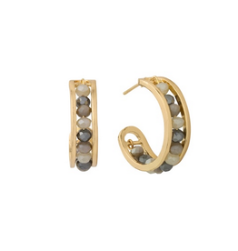 Meghan Browne Beige Mulit Encased Gold Hoop Earring