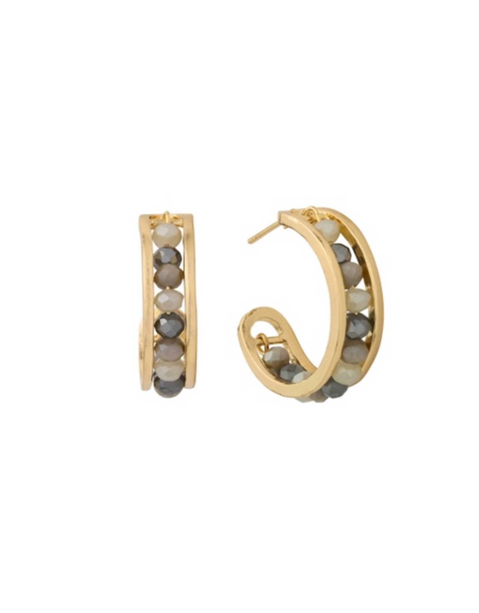 Meghan Browne Beige Mulit Encased Gold Hoop Earring