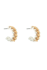 Golden Stella Pearl Edge Chain Hoops