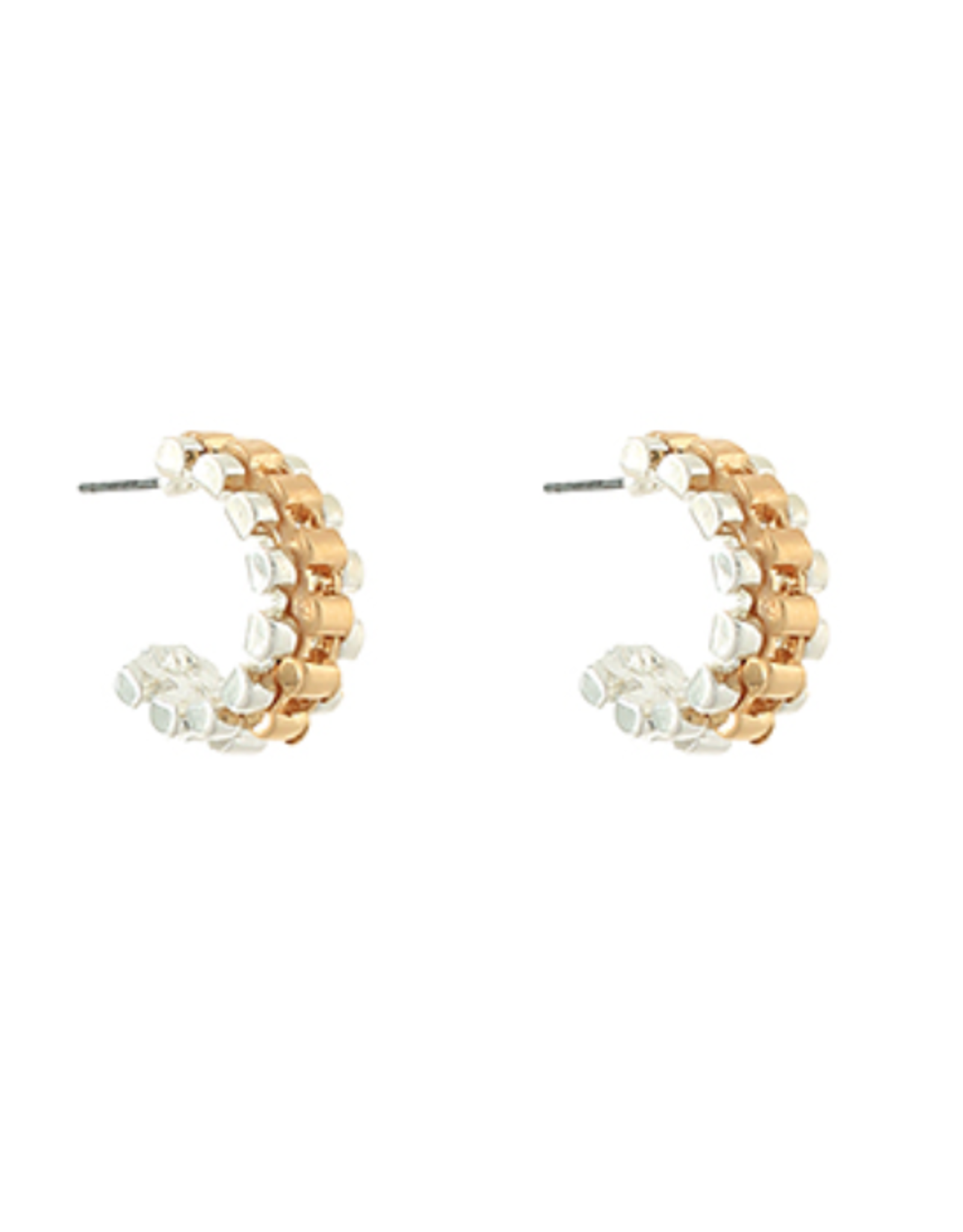Golden Stella Pearl Edge Chain Hoops